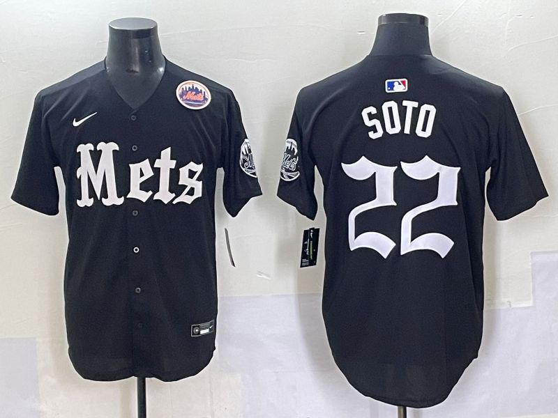 Men 2025 New York Mets #22 Soto Black Five generations Joint Name Nike MLB Jersey style 11->new york mets->MLB Jersey
